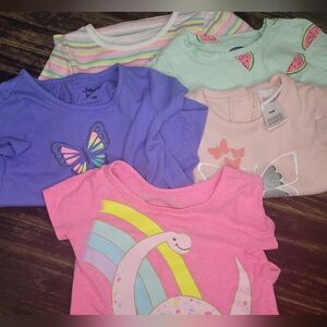 bundle 5 pack toddler girl short sleeve tees, 18 - 24 months